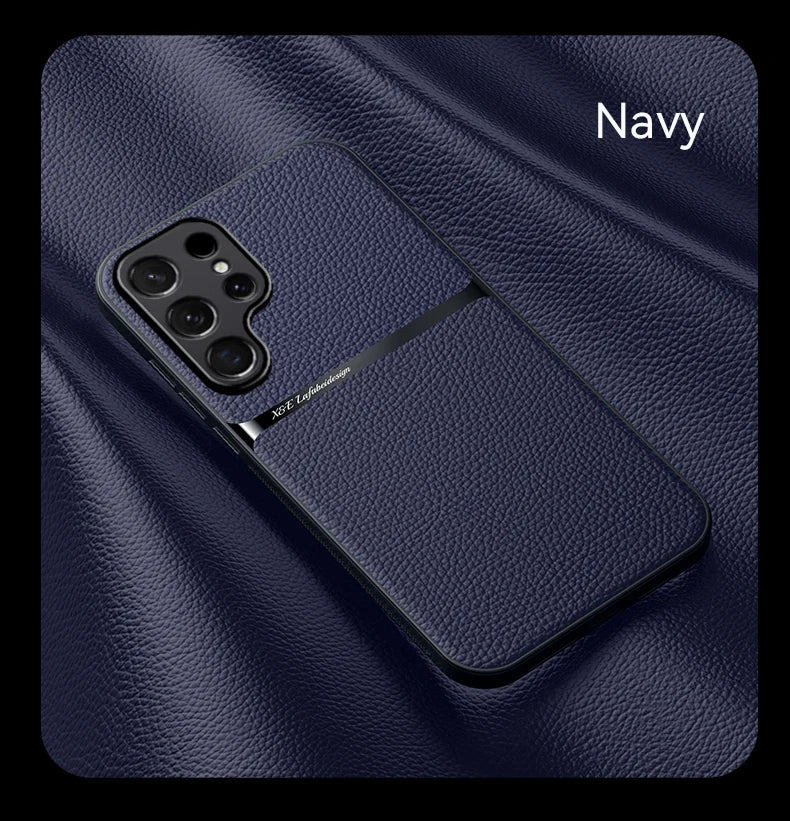 Car Holder Leather Shockproof Phone Case For Samsung S25 Ultra S23 S24 Ultra Plus Cover