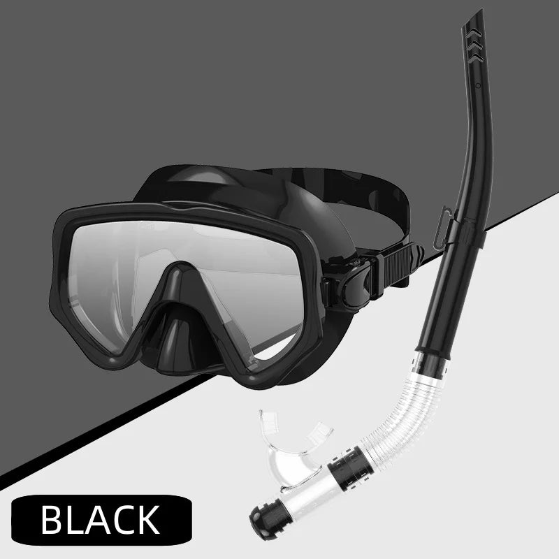 Dry Snorkel Set Diving Mask For Tempered Glass Professional Panoramic Snorkeling Gear Swimming Training Snorkel Kit