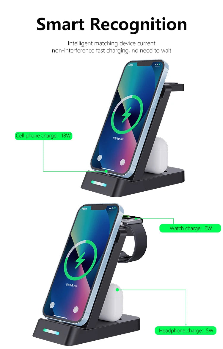Wireless Life, one touch charge, triple charge, one machine done, three-in-one multi-functional wireless charger