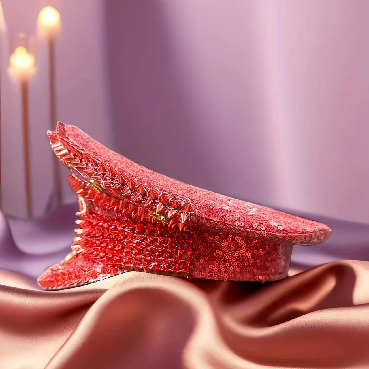 Red Rhinestone Luxury Festival Captain Hat Wedding Military Captain Hats Steampunk Caps Punk Rivets Sergeant Hat Masquerade