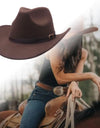 Western Cowboy Hat Versatile Comfortable Roll up Casual Cosplay with Buckle Belt