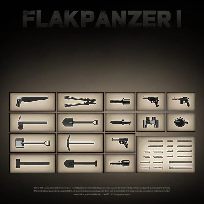 606 Pcs RSO/01 & 37mm Antitank  PaK35/36 WW2 Military SeriesTank Building Blocks  Bricks Model Set Toys for Gifts