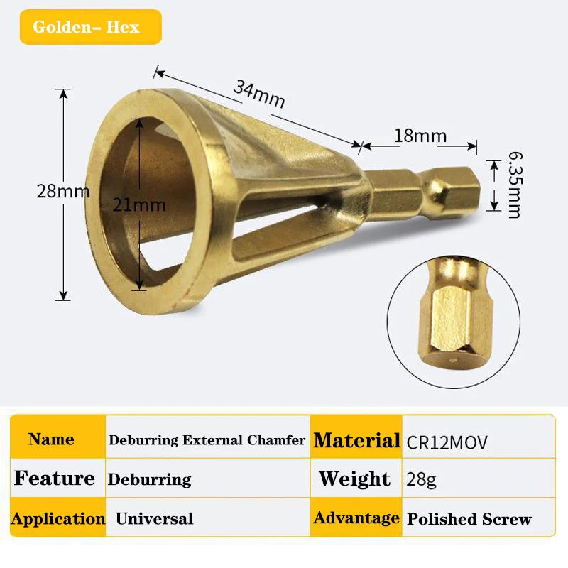 Deburring External Chamfer Tool Gr12mo Triangle/Hexagonal Metal Shank Drill Bit Remove Burr Power Tool Accessories