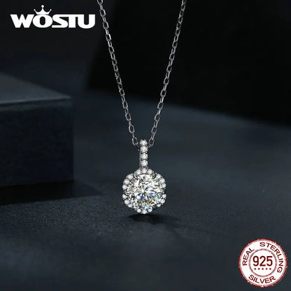 1.0 CT VVS1 D Moissanite Flower Wedding Charm Necklace 925 Sterling silver Round Diamond Cut Moissanite Pendant Necklace