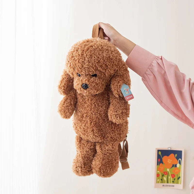 Cute Teddy Dog Plush Backpack Soft Shoulder Bag