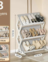 Foldable Shoe Rack Narrow Shoe Organizer Adjustable Shoe Shelf Space Saving Simple Installation-Free Standing Shoe Rack
