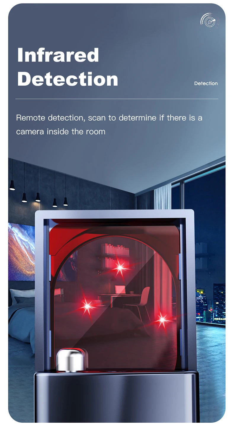 T18 hidden camera detector, camera detector, insect and hidden camera detector, RF signal scanner, home wireless charging, offic