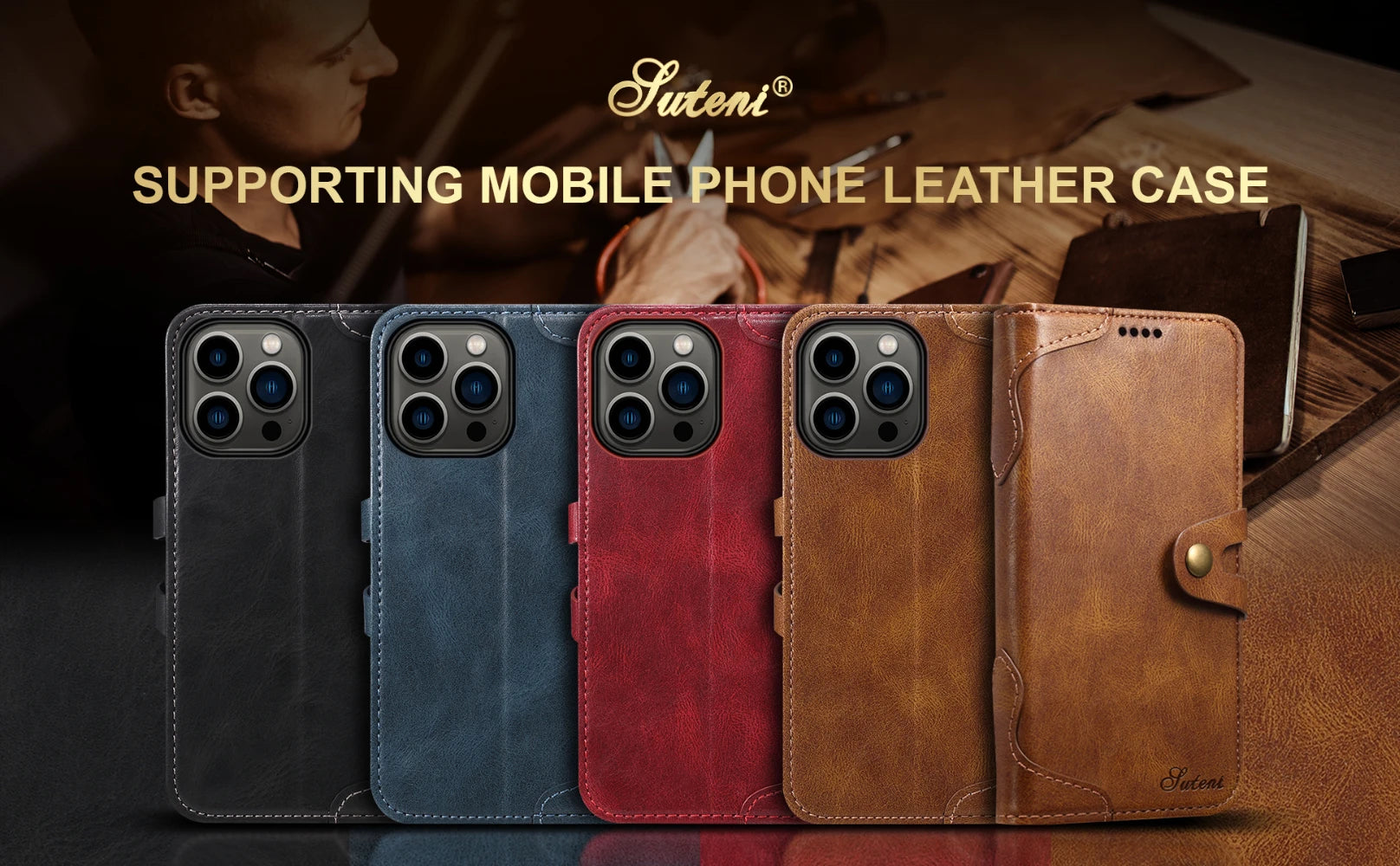 Flip Leather Wallet Phone Case for iPhone 16 15 Pro Max 14 Plus with  Card Slot Holder Cover