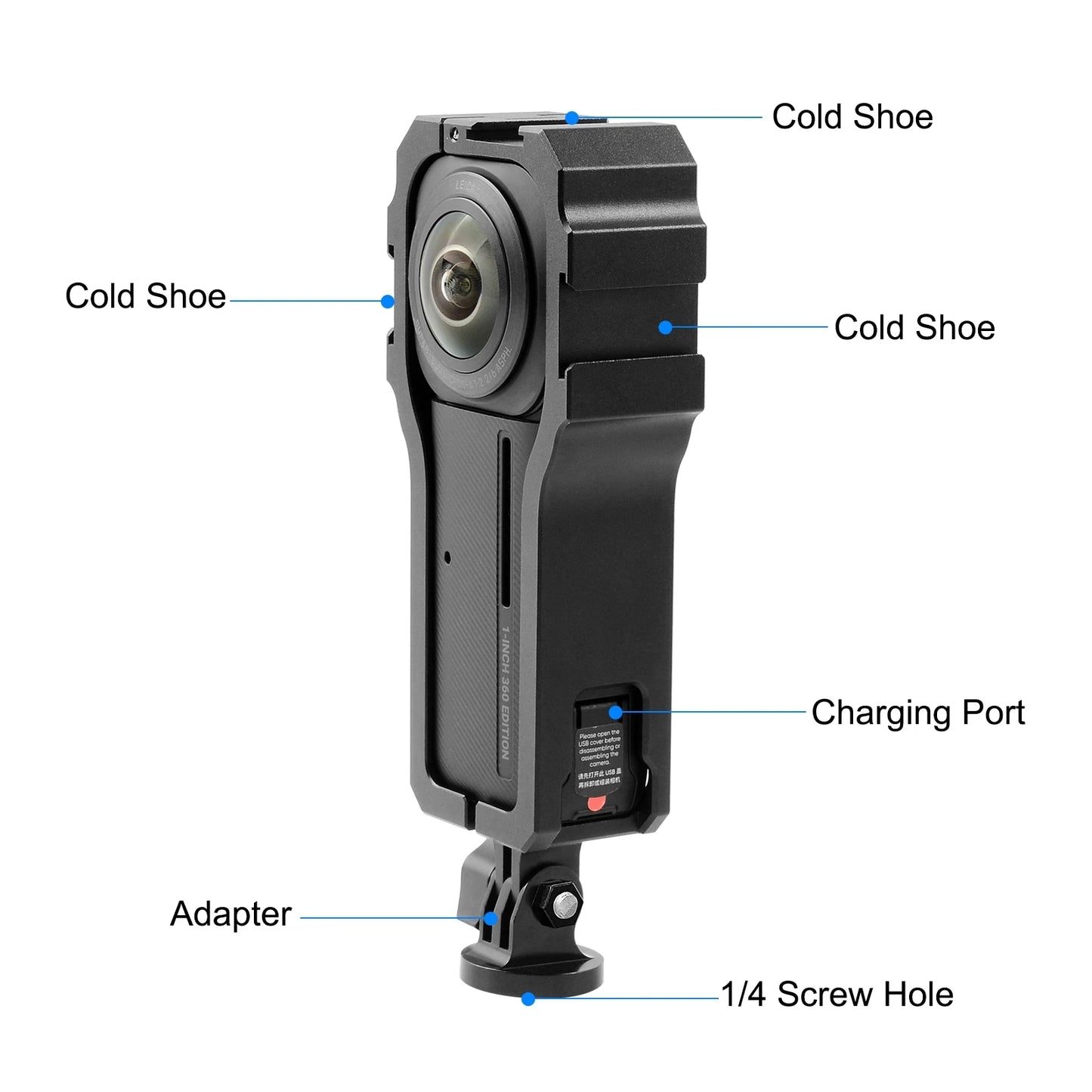 Protective Cage Rig Housing Frame Cover with Cold Shoe for Insta360 ONE RS 1-Inch 360 Edition Sports Action Cameras