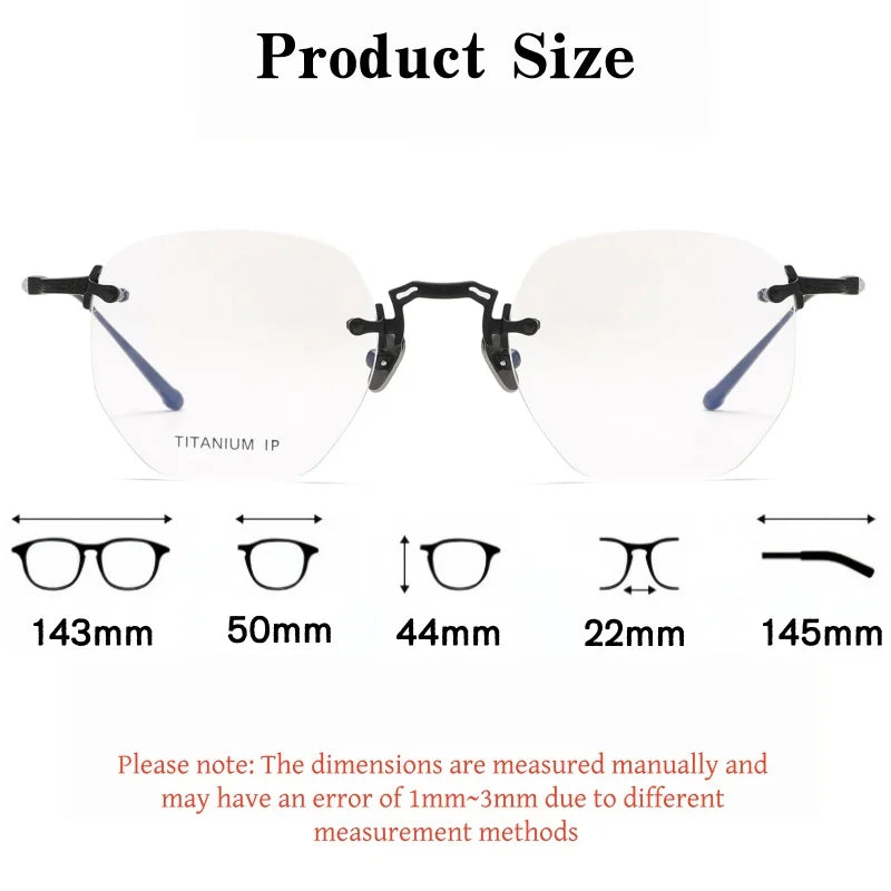Luxury Lightweight Titanium Rimless Polygonal Eyeglasses Frames