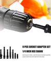 1/4 Hex Shank Socket Adapter Set for Electric Screwdriver Conver to Impact Driver 1/2 3/8 1/2 Square Head Converter Power Tool