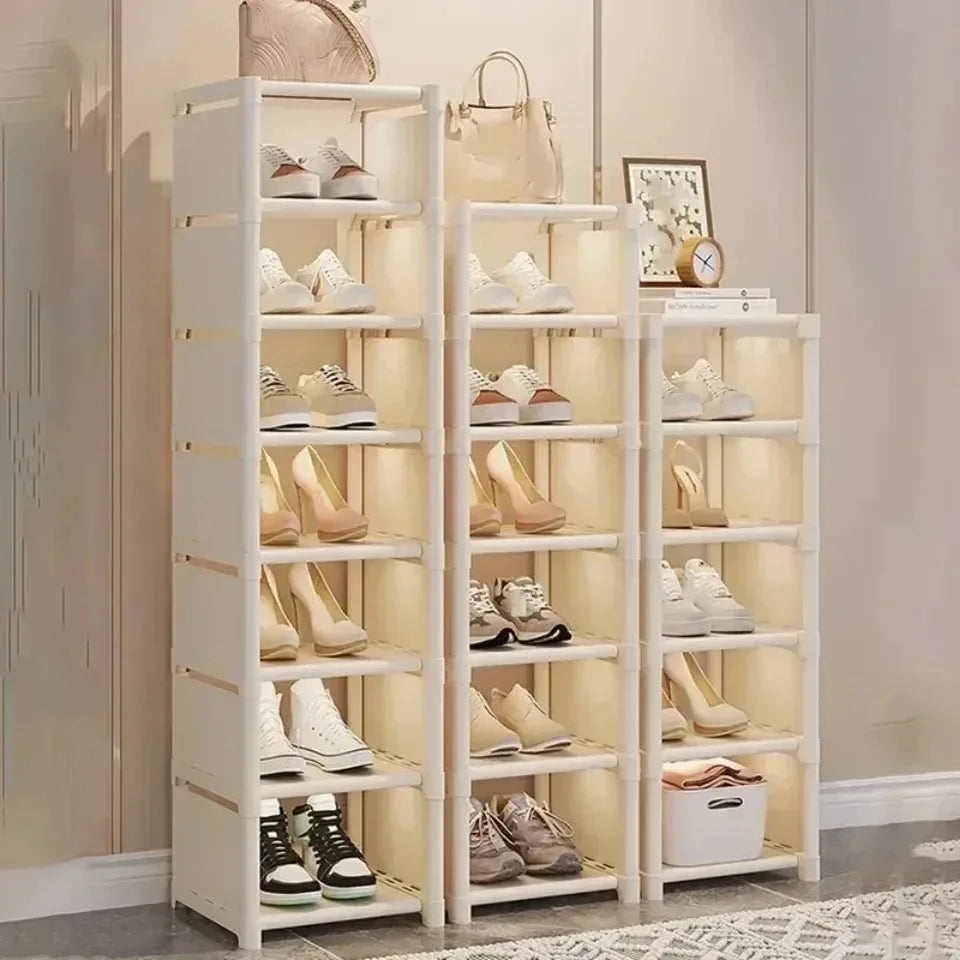 5/6/7/8-Tier Adjustable Shoes Storage Rack Stackable Shoe Cabinet Wall Corner Multiple Layers Modern Freestanding Shoe Organizer