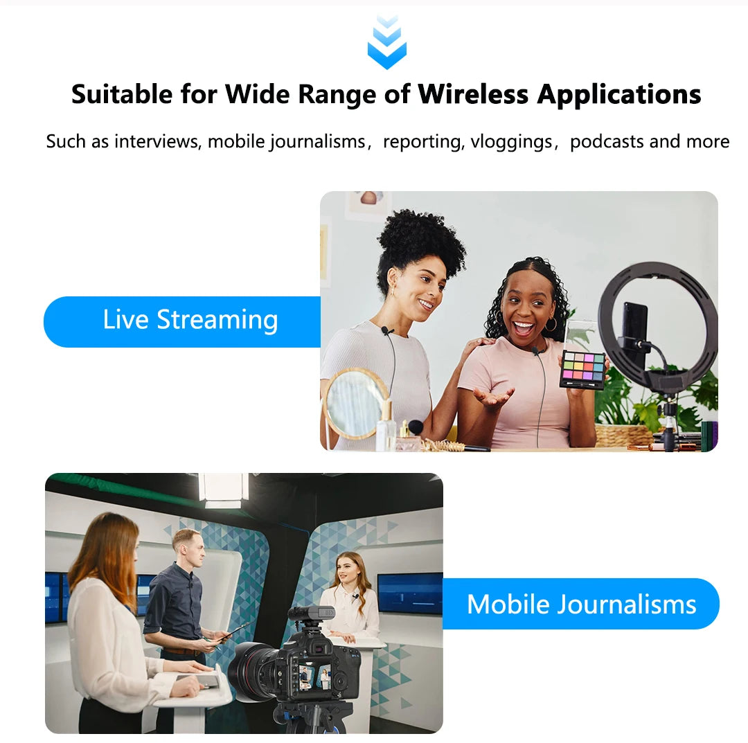 BY-WM4 PRO Wireless Lavalier Microphone for iPhone Android Smartphone DSLR Cameras Youtube Recording Live Streaming Vlog