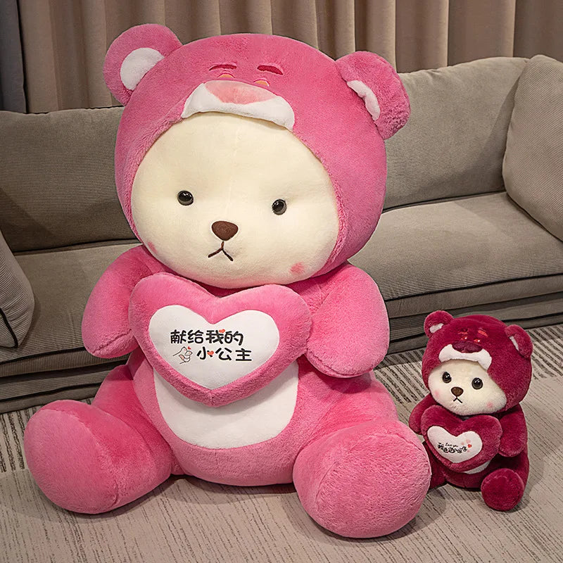 Pink Teddy Bear Plush Stuffed Animal with Cloth