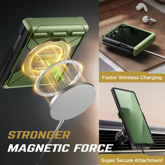 Magsafe Stand for Z Flip 7 Case with Privacy Screen Protector Full Coverage Hinge Protection Shockproof Slim Phone Case