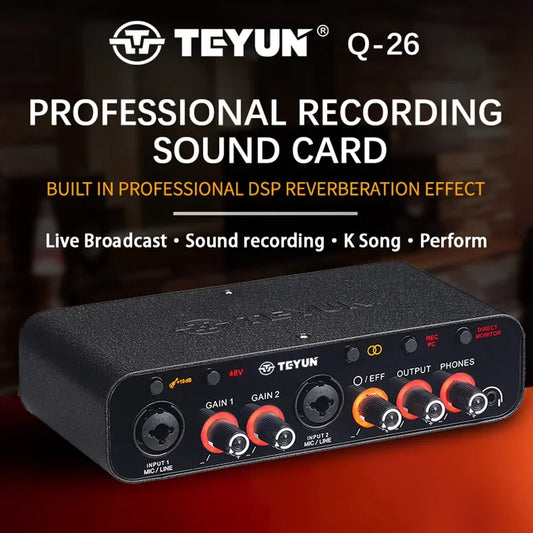 2 Channel USB Audio Interface Mixer For Guitar Recording And Studio Streaming