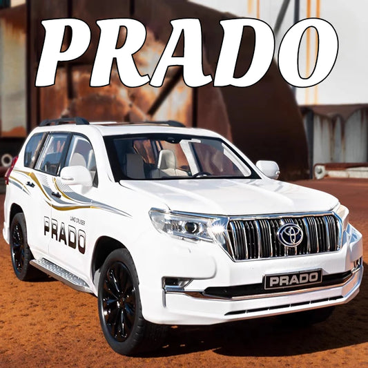 1:18 Large Size Prado SUV Model Toy Car Doors Opened Metal Diecast Shock Absorption Music Light Vehicles Models Birthday Gifts