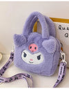 Sanrio Cartoon Plush Shoulder Bags Hello Kitty Kuromi Melody Cute Crossbody Bag Anime Children Handbag