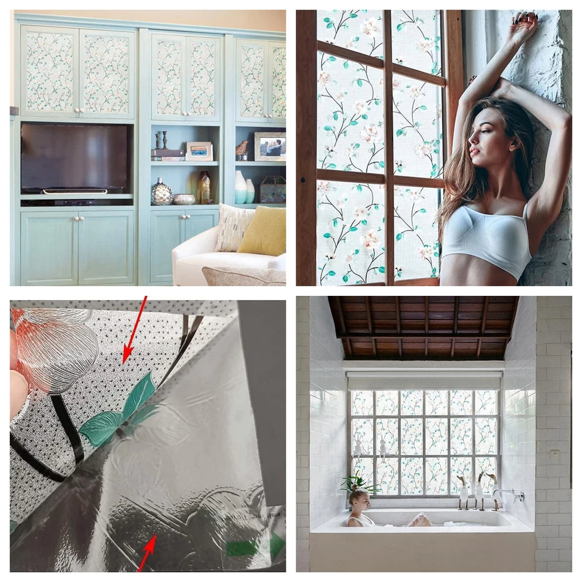 45/60/90Cm Rainbow Window Privacy Film 3D Decorative Vinyl Stained Glass Decals Static Cling Non-Adhesive Window Film Stickers