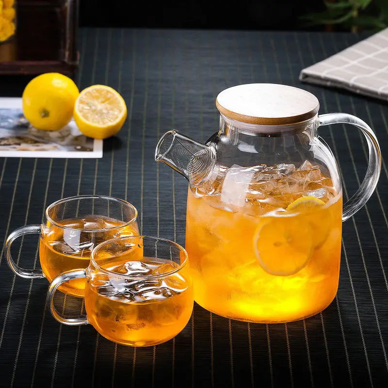 1L/1.8L Borosilicate Glass Teapot Set Clear Teapots With Cup Removable Filter Spout Drinkware For Loose Leaf Blooming Tea
