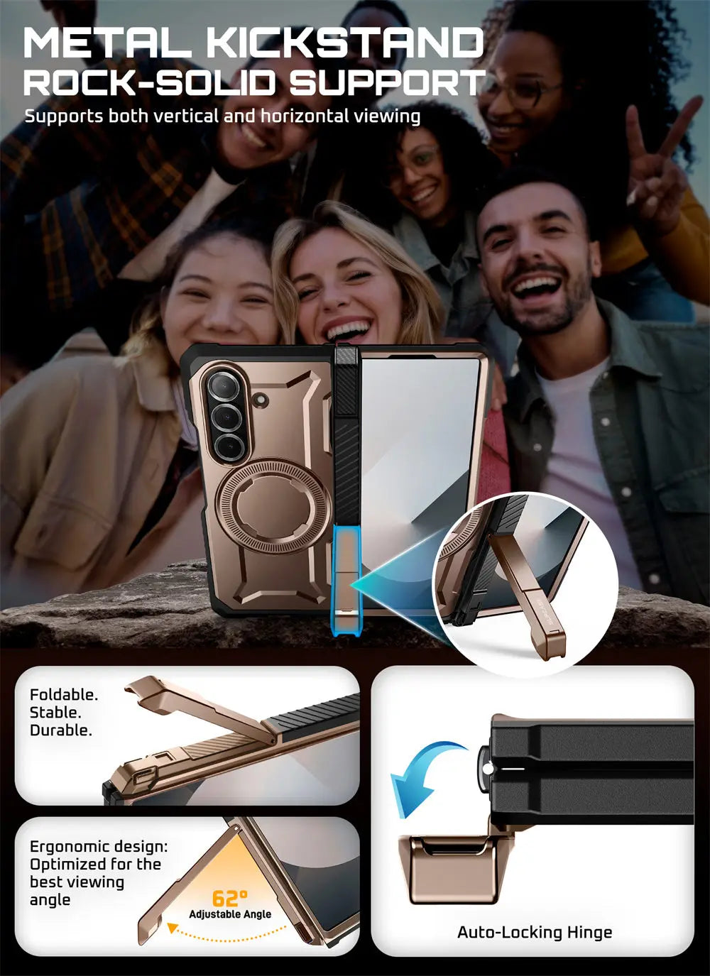 For Samsung Galaxy Z Fold 7 Case UB Grip Anti-Scratch Heavy Duty Rugged  Phone Case with Screen Protector