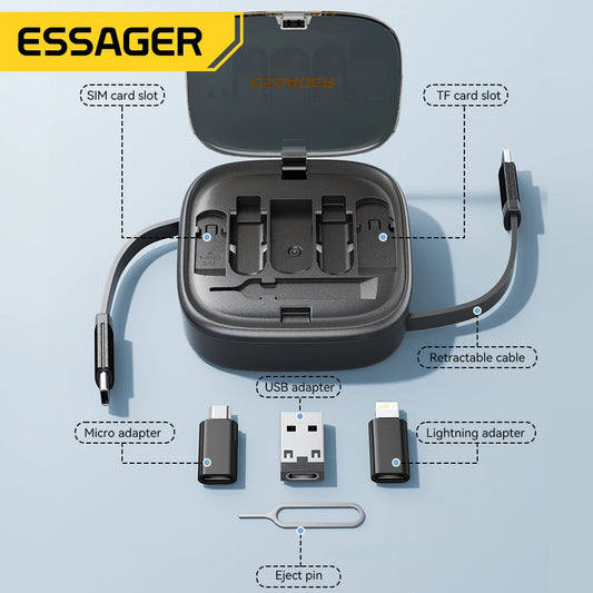 PD 60W Multifunctional USB Type-C Cable Set with Storage Box