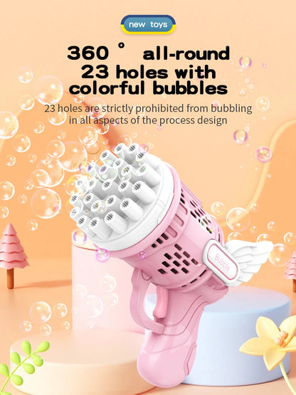 23 Hole Bubble Gun Handheld Electric Gatling Boys Girls Outdoor Little Kids Gift Toy (Not Include Bubble Liquid And Battery)