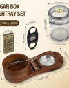 Cigar Humidor, Solid Wood Cigar Ashtray & Acrylic Cigar Jar Kit with Cigar Cutter, Humidifier and Dropper, Holds 18-20 Cigars