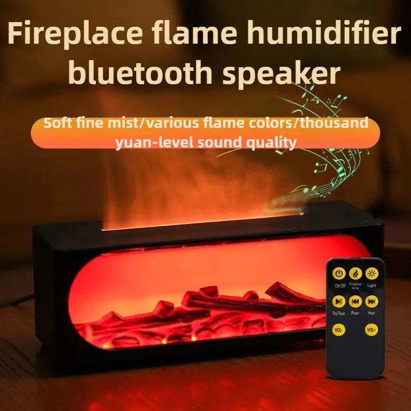 Simulated fireplace charcoal fire humidifier with Bluetooth stereo multifunctional aromatherapy silent fog air humidifier home