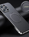 Magnetic Leather for Magsafe Case for iPhone 16 15 14 Pro Max 16Pro Ring Luxury Lens Protection Holder Phone Back Cover