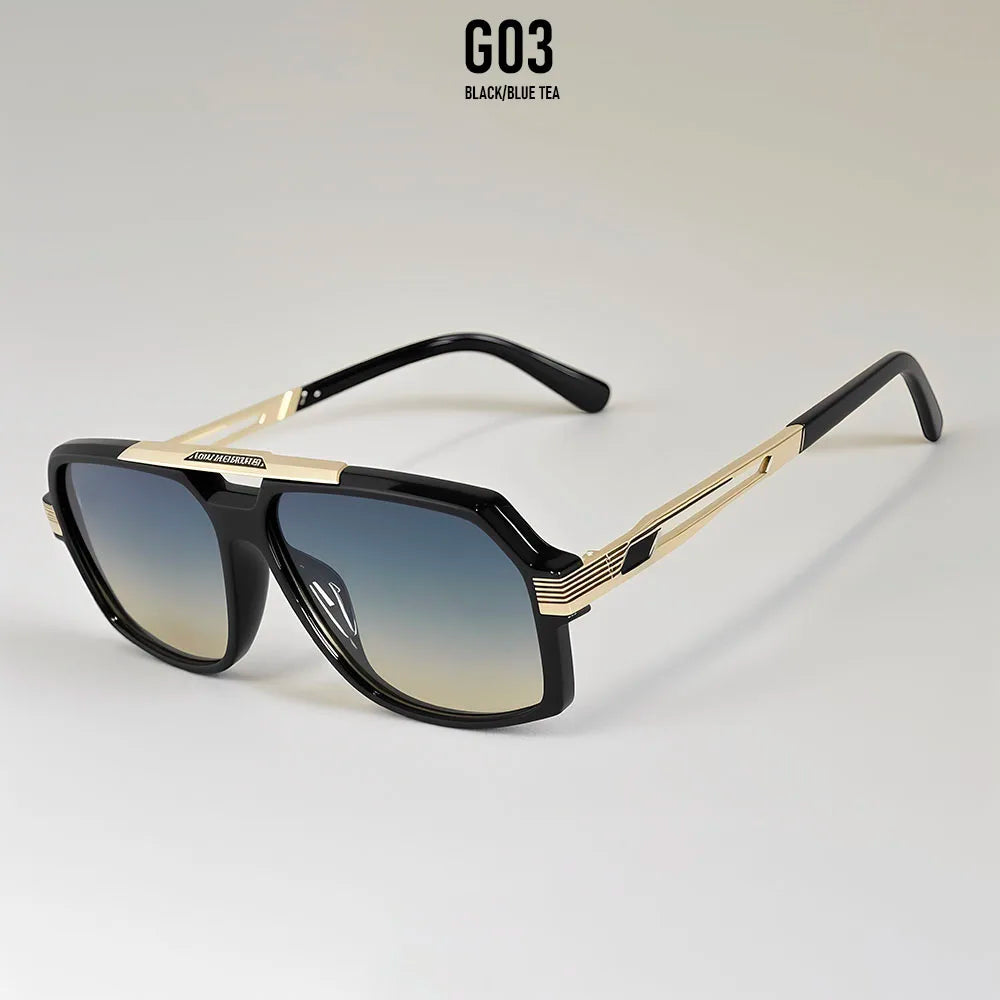 Square Metal Frame Sunglasses With UV400 Protection