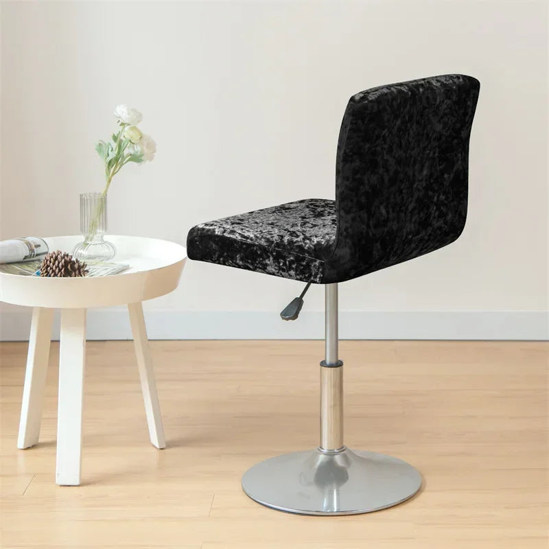 1PC Shiny Velvet Short Bar Chair Covers Stretch Back Bar Stool Covers Small Size Dining Barstool Slipcovers Party Banquet Decor