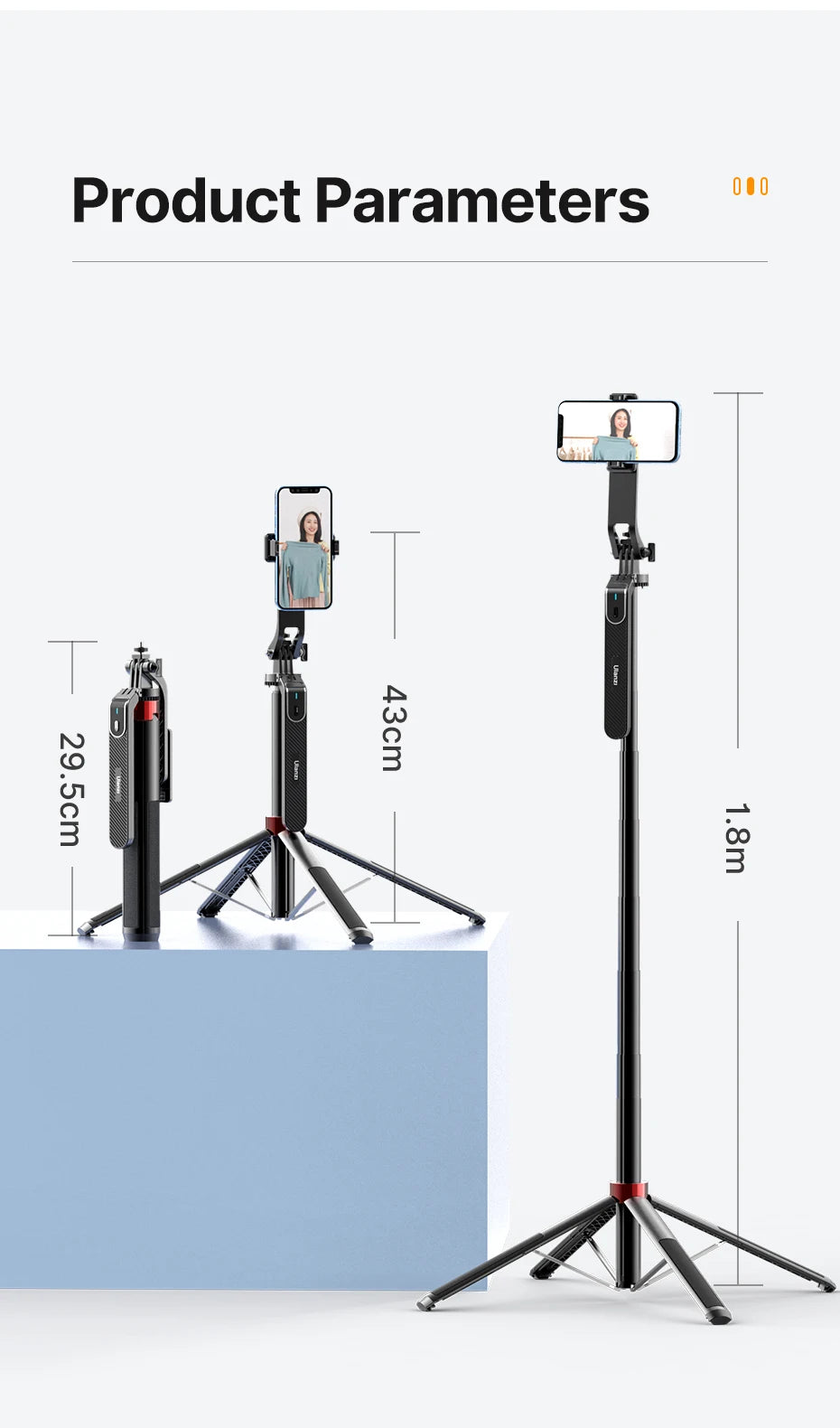 Smartphone Tripod Bluetooth Selfie Stick Desktop Tripod  for iPhone 12 13 14 GoPro Card Camera Live Streaming Video