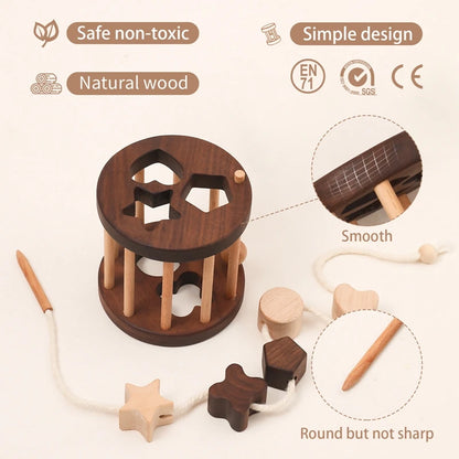 Wooden Montessori Toys for Kids Cognitive  Geometric Shape Puzzles Toys Shape Matching Toys Educational Color Toys for Children