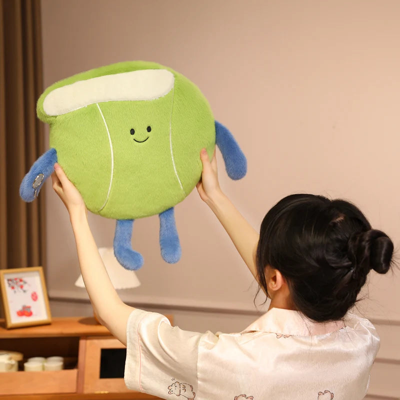 Tennis Racket and Ball Plush Soft Sports Pillow