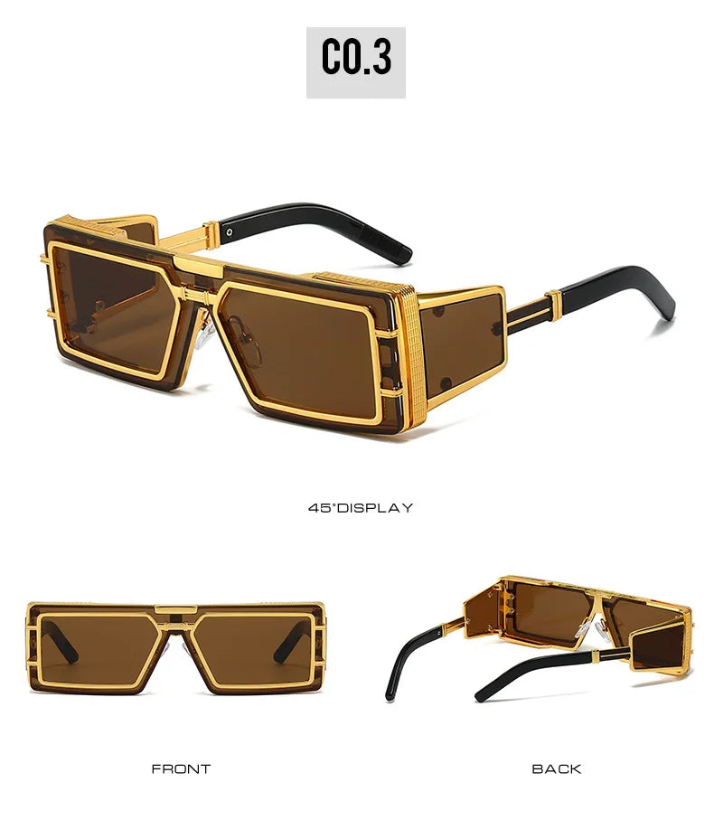 Square Punk Steampunk Sunglasses With UV400 Protection