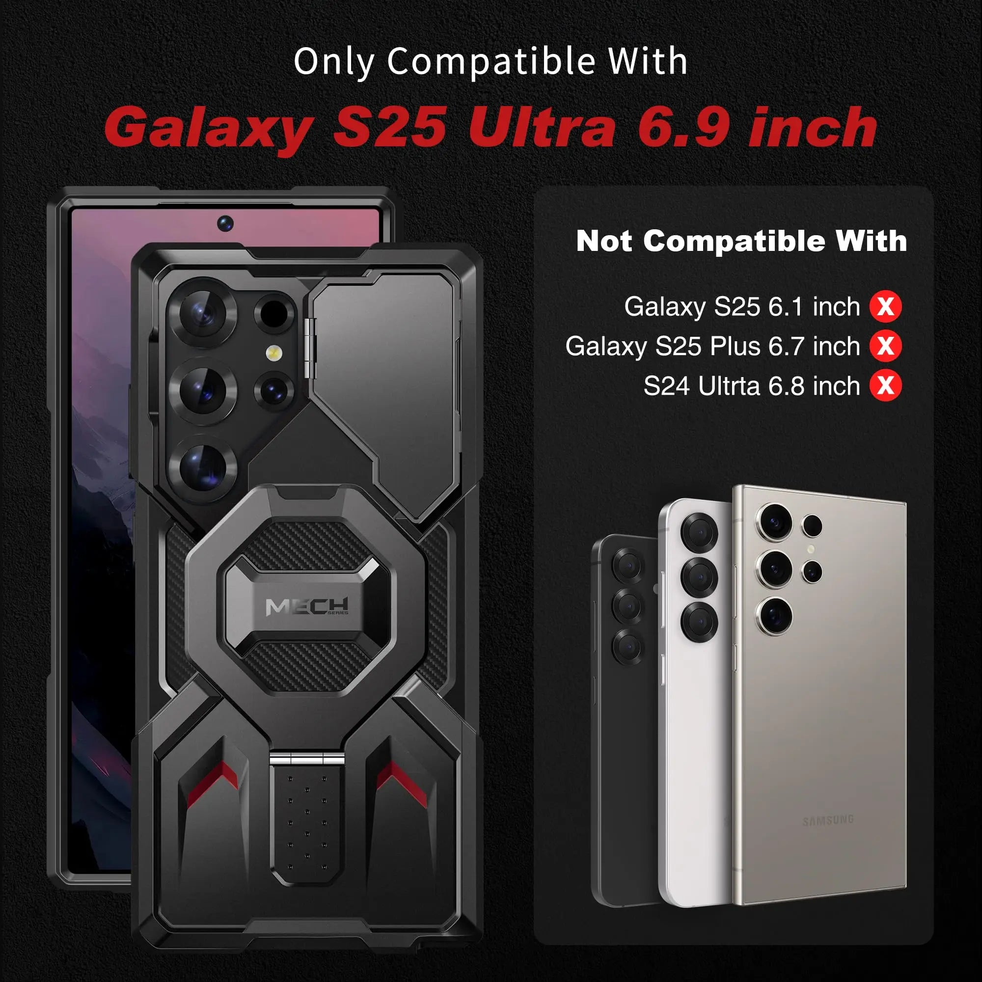 Stand for Samsung Galaxy S25 Ultra Case Compatible with Magsafe 2 Front Frames & Camera Cover Screen Protector