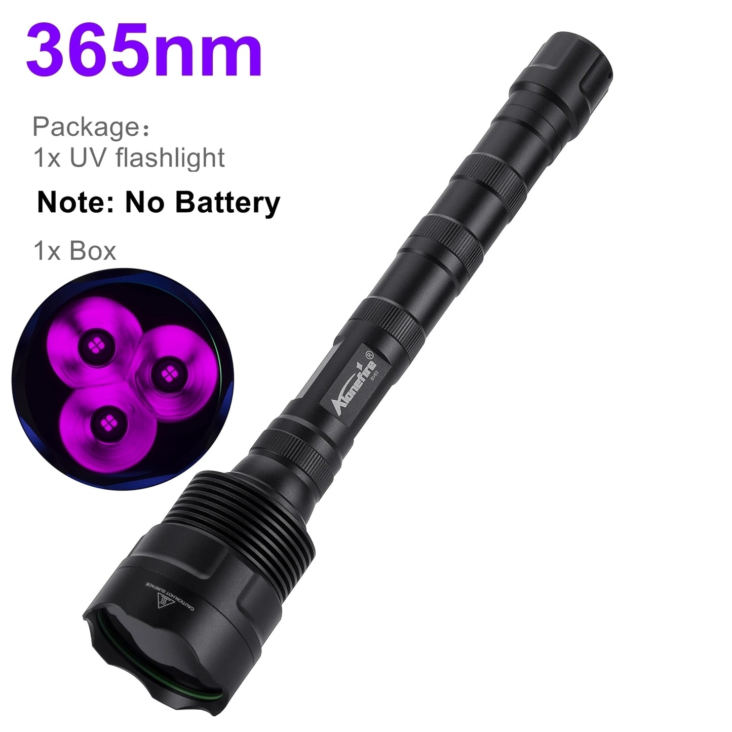 60W 365nm 395nm UV LED Blacklight Flashlight