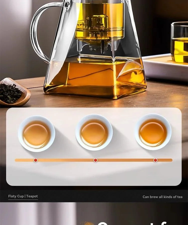 High Borosilicate Glass Tea Pot with One Touch Tea Separation Filter 1000ml