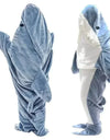 Cartoon Shark Blanket Hoodie Women Kigurumi Playsuit Kids Parents Hooded Warm Flannel Funny Homewear Shark Onesie Sleeping Bag