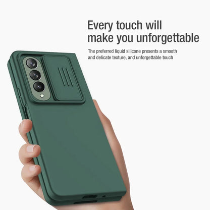 CamShield Silky Case For Samsung Galaxy Z Fold 4 Phone Case Camera Slider Liquid Silicone Shockproof Back Cover