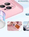 Luxury Magnetic Stand Phone Case for iPhone 15 Pro Max with Lens Protection 360° Rotatable Ring Holder Magsafe Matte Phone Cover