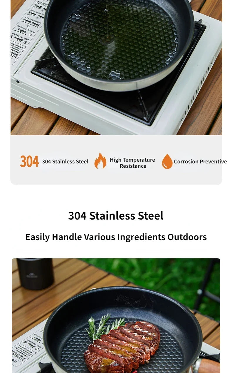 Outdoor Camping Non-stick Frying Pan Breakfast Pancake Pot  Stainless Steel Cooking Food Induction Cooker Fry Pan