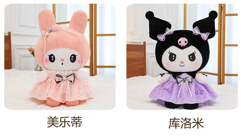 70cm Sanrio Kawaii Kuromi Plush Toy in Princess Tulle Skirt Melody Stuffed Doll Kids Birthday Xmas Gift Cute Pillow for Children