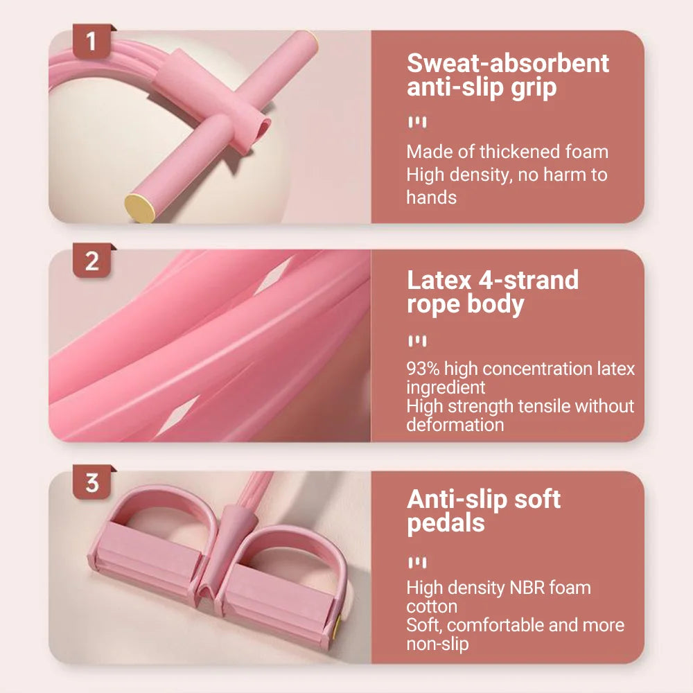 6-Tube Resistance Bands Yoga Pedal Puller Abdomen Waist Arm Training Elastic Pull Rope fitness Exercise At Home