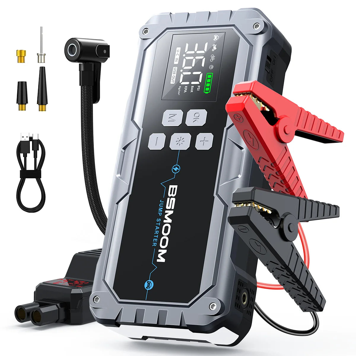 4 In 1 6000A/7000A Jump Starter Power Bank 21800mAh/26800mAh 160PSI Air Compressor Tire Pump For Emergency Booster