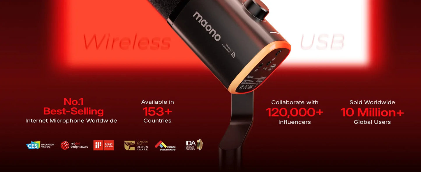Wireless Dynamic Gaming Microphone with RGB Lighting and Noise Reduction