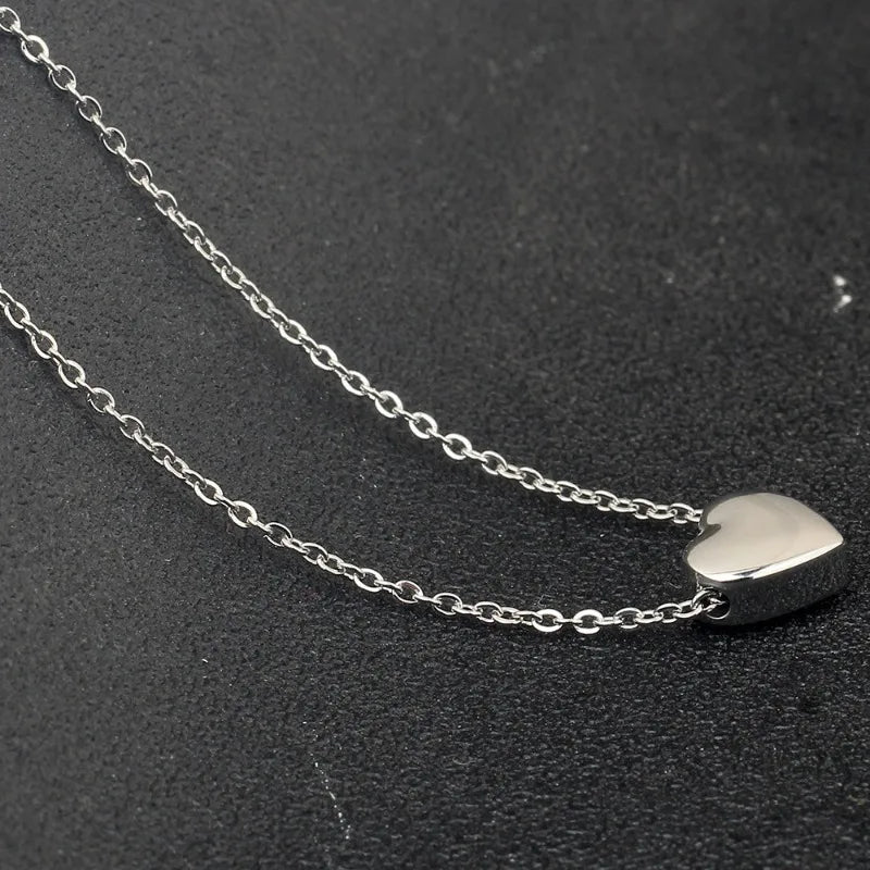 Stainless Steel Heart Necklaces For Women Korean Style Collar Pendant Men Chain Necklace 50 cm