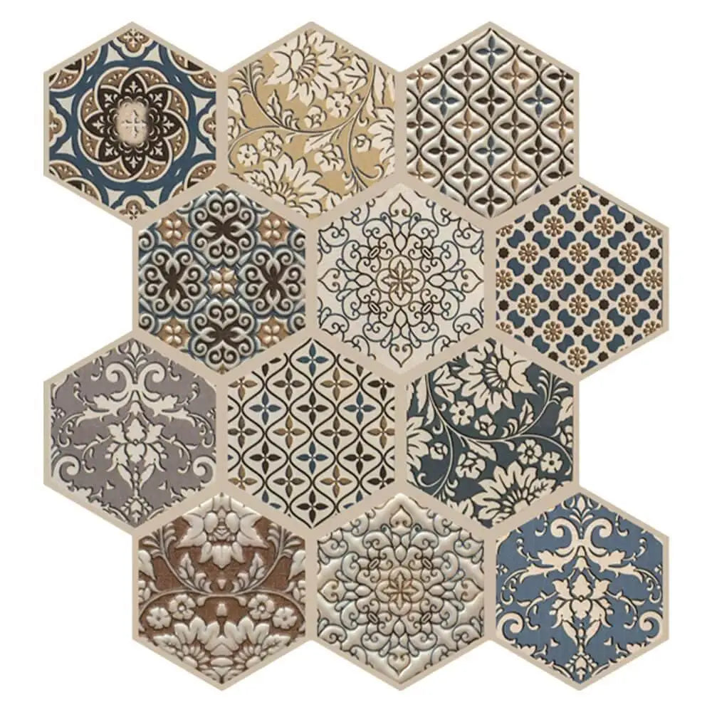 3D Wall Sticker Self-adhesive Boho Wall Panel Peel and Stick Tile Backsplash for Kitchen Bathroom Living Room Waterproof