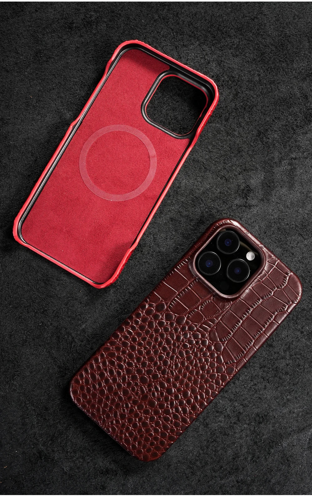 for Magsafe Case for iPhone 15 16 Pro Max Promax 16Pro 15Pro Natural Cowhide Leather  Protector Luxury Phone Back Cover